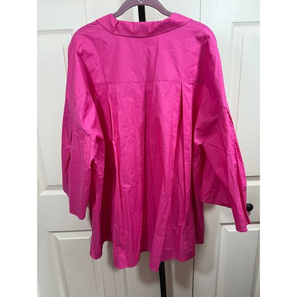 Harshman Sz 1X Maureen Tunic Cotton‎ Poplin Top in Fuchsia Quiet Luxury NEW! - Picture 6 of 7